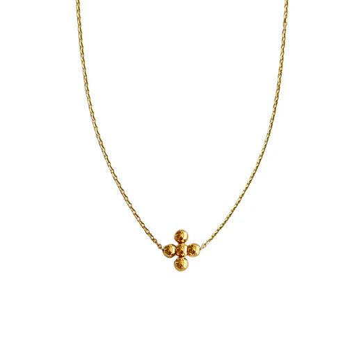 Gold Bead Cross Necklace