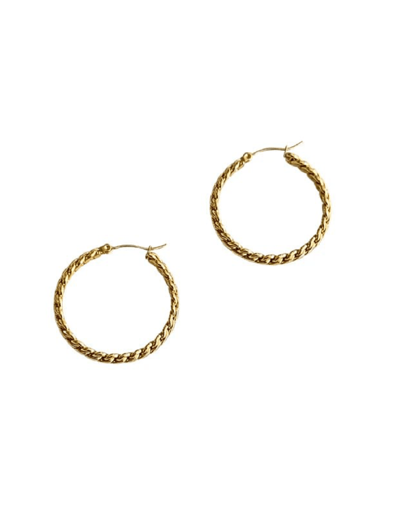 Gold Braided Chain Hoop