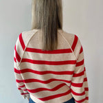 Gold Button Detail Stripe Raglan Sweater