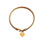 Gold Cable Bangle with Heart Charm