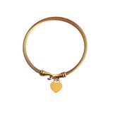 Gold Cable Bangle with Heart Charm