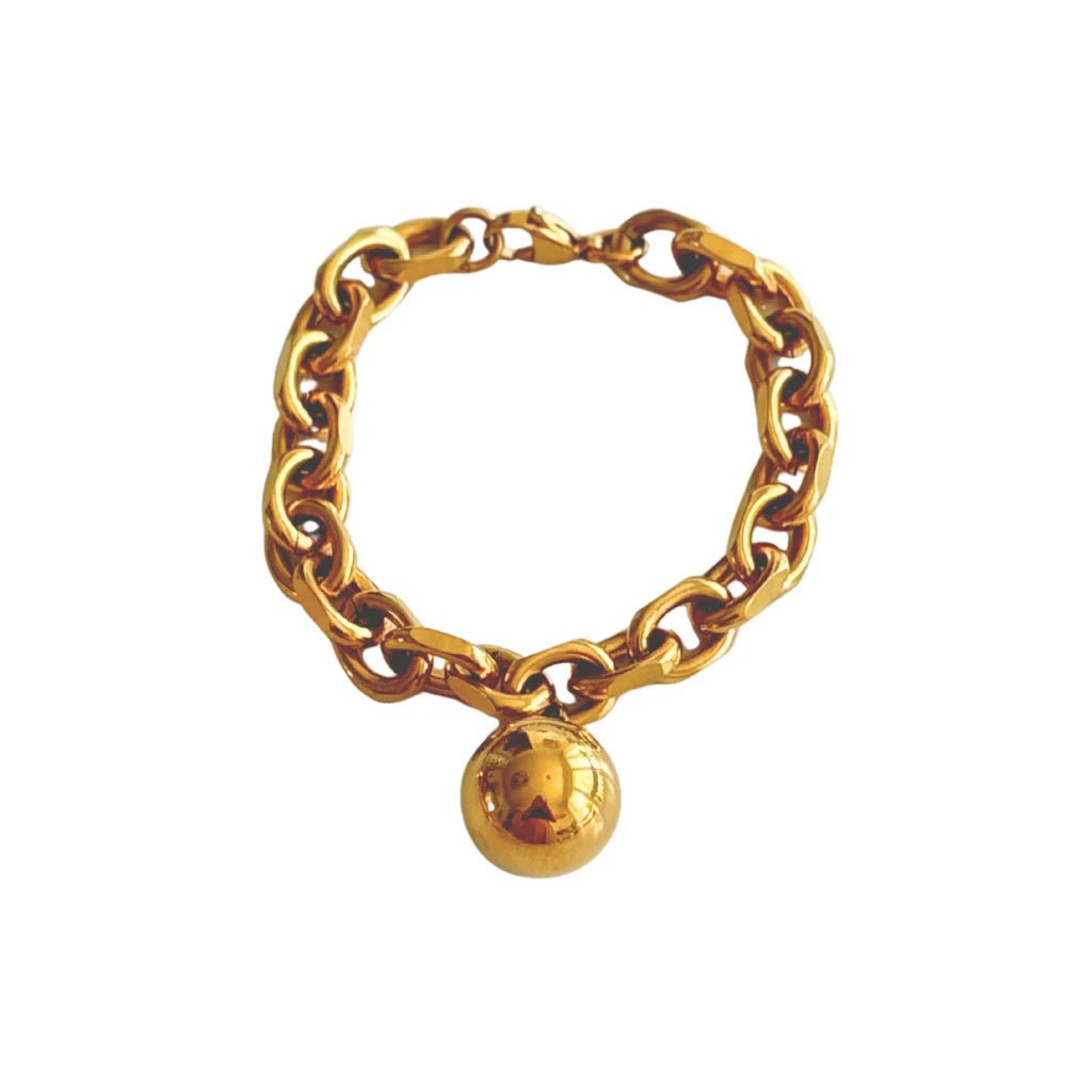 Gold Chain Bracelet with Gold Ball