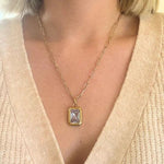 Gold Chain Necklace with Clear Stone