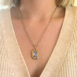 Gold Chain Necklace with Clear Stone