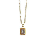 Gold Chain Necklace with Clear Stone