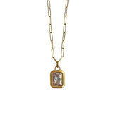 Gold Chain Necklace with Clear Stone
