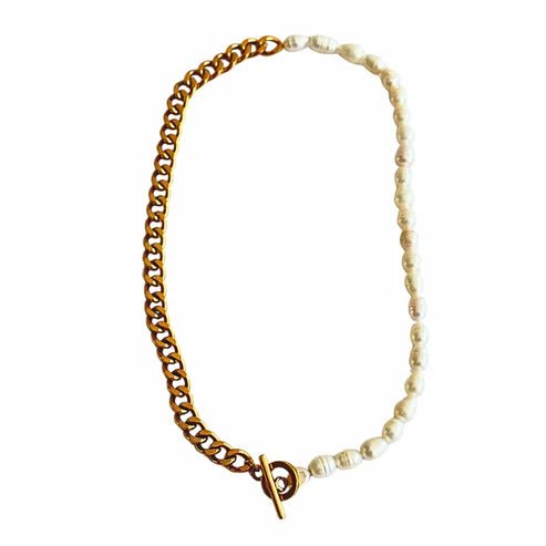 Gold Chain with Freshwater Pearls Necklace