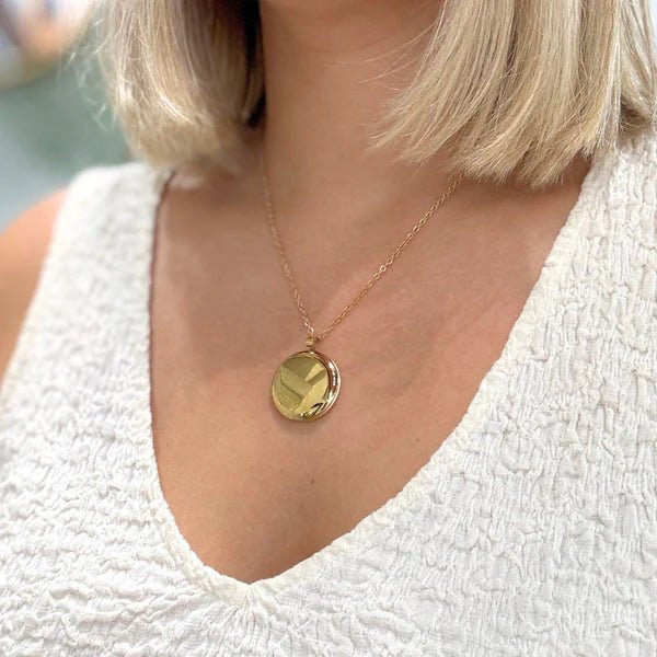 Gold Circle Locket Necklace