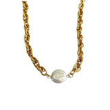 Gold Coin Pearl Necklace