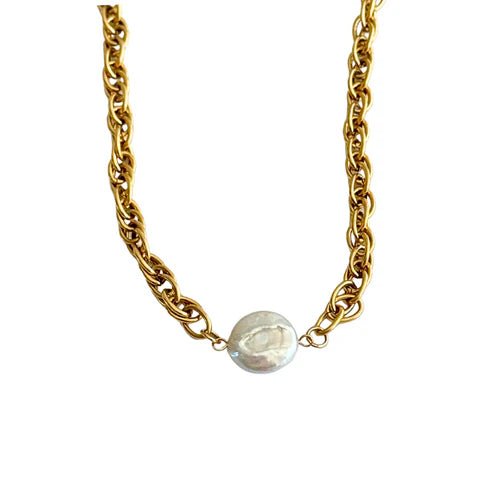 Gold Coin Pearl Necklace