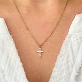 Gold Cross Necklace with Cubic Zirconia