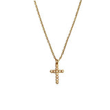 Gold Cross Necklace with Cubic Zirconia