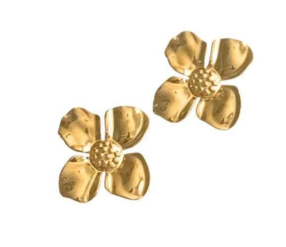 Gold Flower Statement Earring