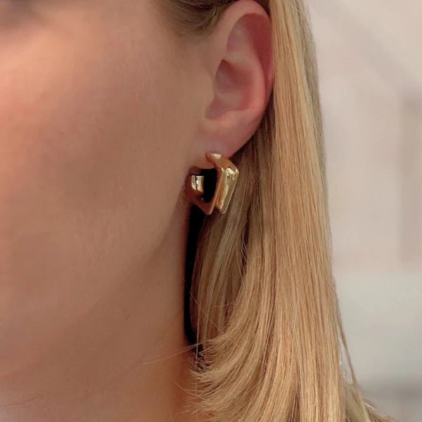 Gold Geometric C - Hoop