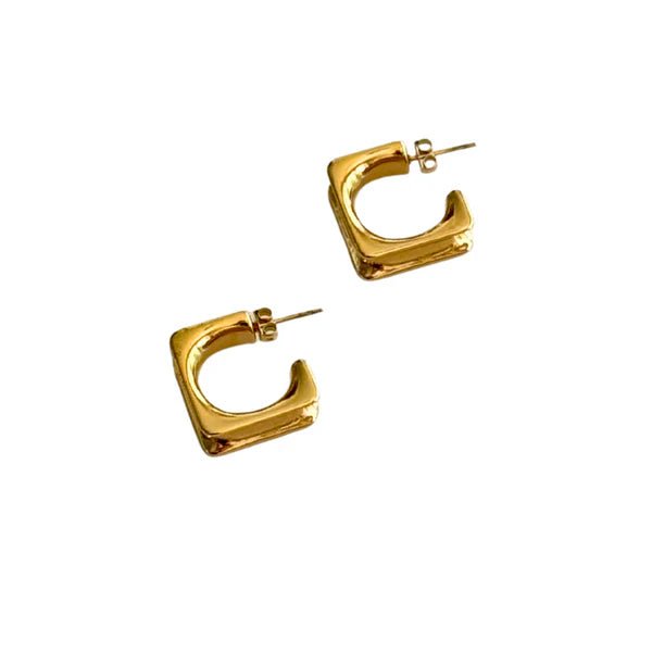 Gold Geometric C - Hoop
