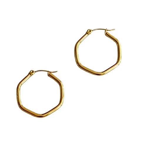 Gold Hexagon Hoop