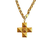 Gold Large Block Cross Pendant Necklace