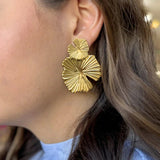 Gold Large Ginkgo Leaf Earring