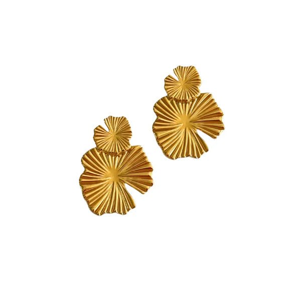Gold Large Ginkgo Leaf Earring
