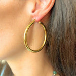 Gold Lever Back Tube Hoop - 1.5"