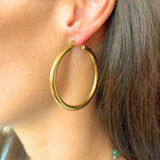 Gold Lever Back Tube Hoop - 1.5"