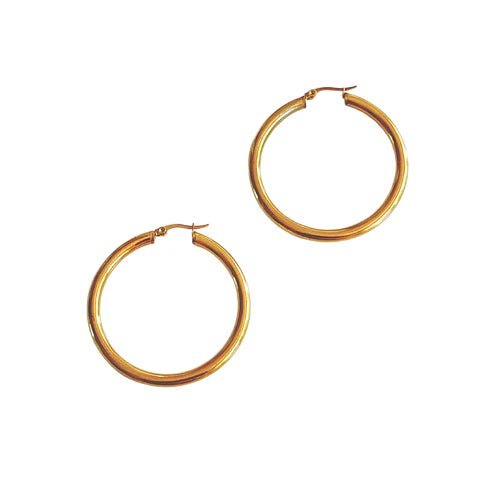 Gold Lever Back Tube Hoop - 1.5"