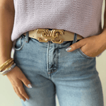 Gold Link Belt - Cream