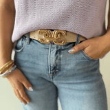 Gold Link Belt - Cream