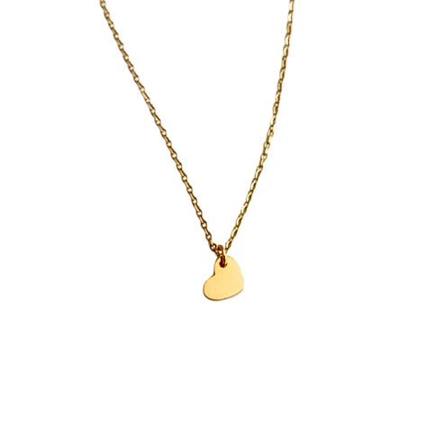 Gold Necklace with Single Heart Charm