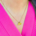 Gold Necklace with Three Heart Charms