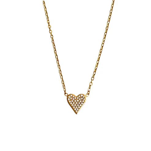 Gold Pavé Heart Necklace