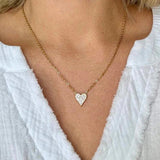 Gold Pavé Heart Necklace