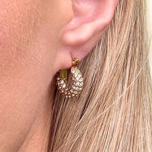 Gold Pavé Mini Hoop