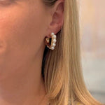 Gold & Pearl Geometric C - Hoop
