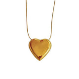Gold Puff Heart Necklace