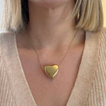 Gold Puff Heart Necklace