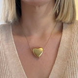 Gold Puff Heart Necklace