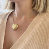Gold Puff Heart Necklace