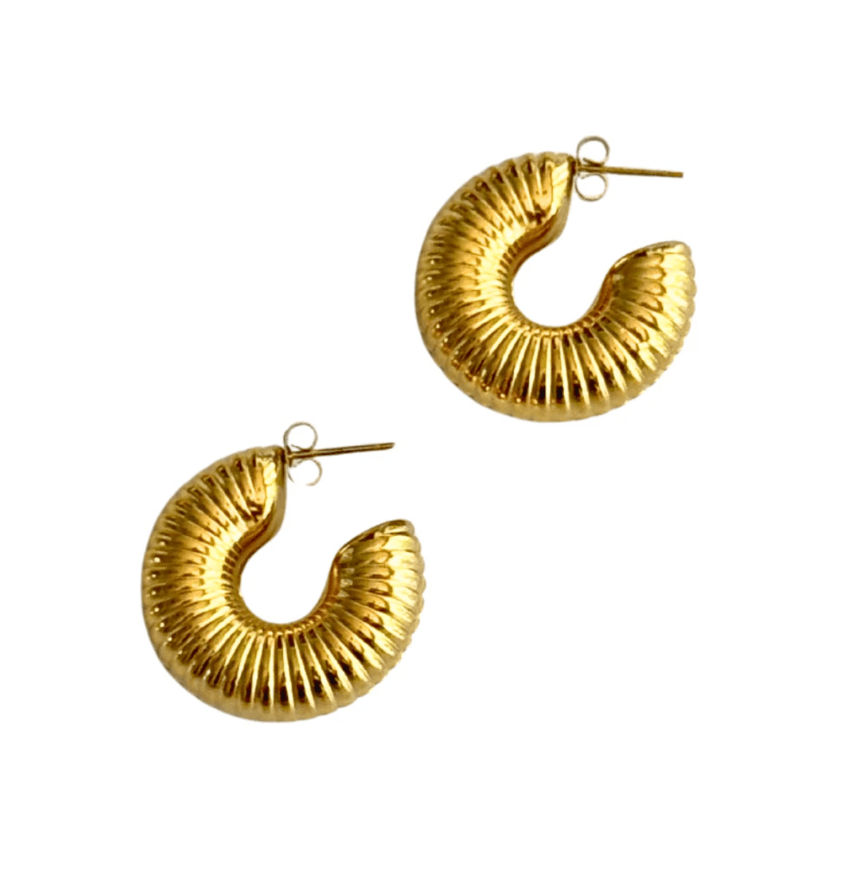 Gold Ribbed Hoop
