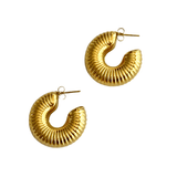 Gold Ribbed Hoop