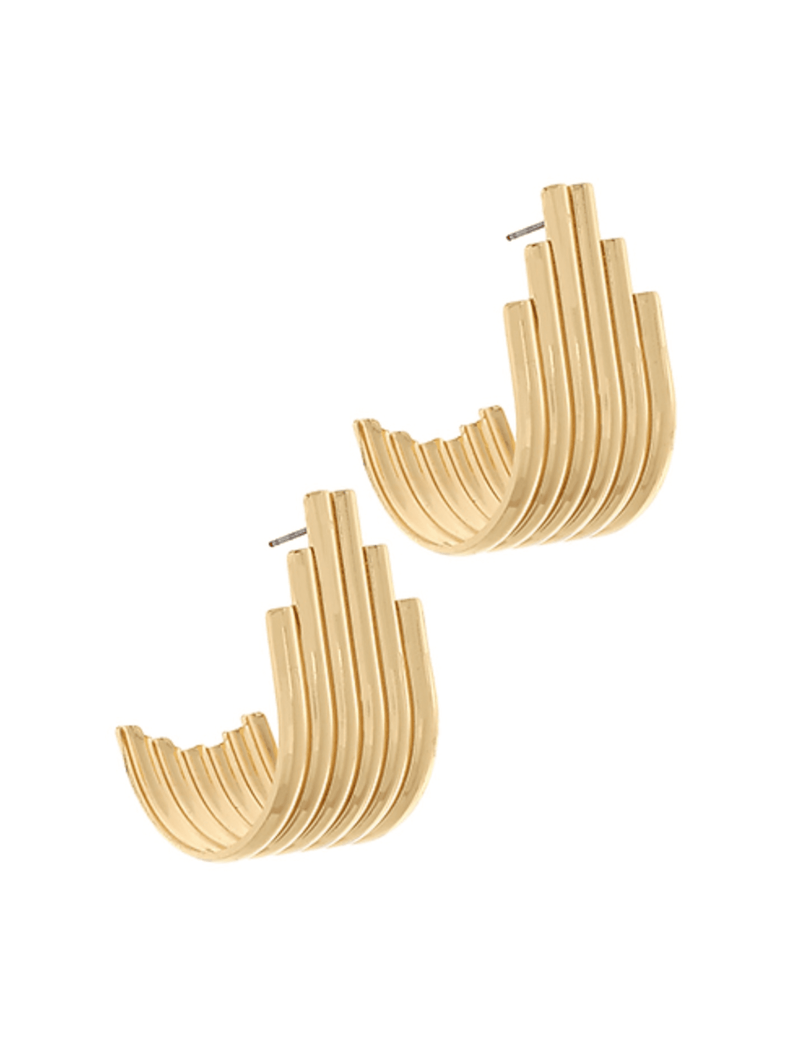 Gold Ribbed Hoops
