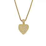 Gold Rope Chain with Pavé Heart Pendant