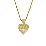 Gold Rope Chain with Pavé Heart Pendant