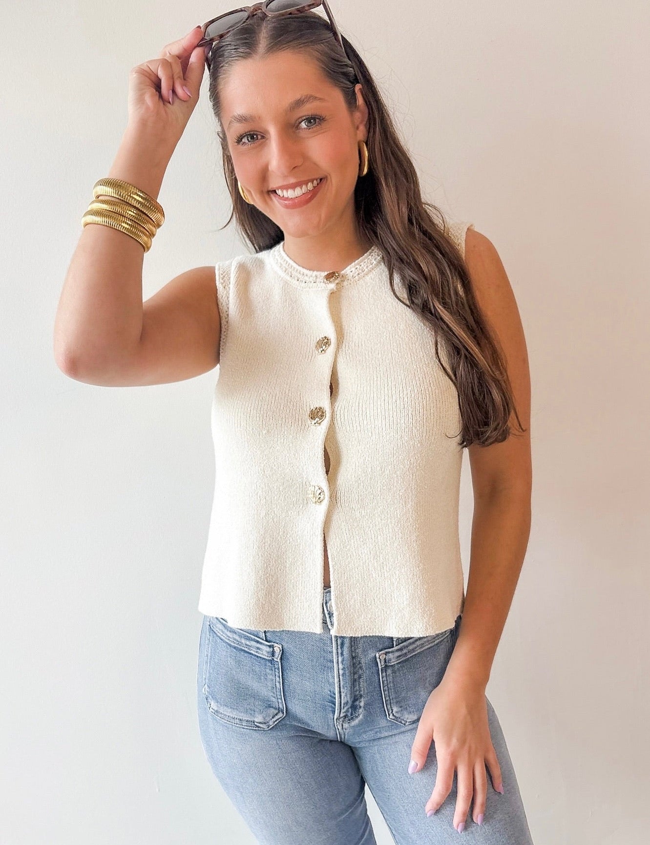 Gold Seashell Knit Top