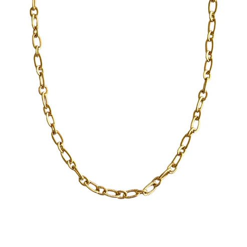 Gold Textured Link Necklace