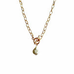 Gold Toggle Link Necklace with Freshwater Pearl