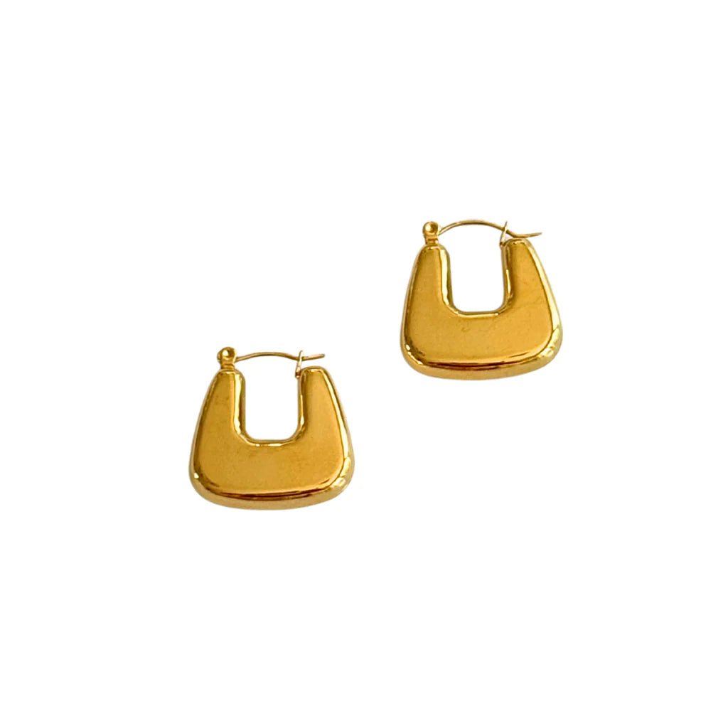 Gold Wide U - Shape Earring