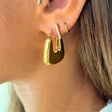 Gold Wide U - Shape Earring