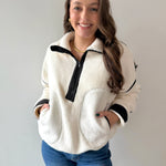 Half Zip Fleece Sweatshirt - Ivory