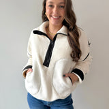 Half Zip Fleece Sweatshirt - Ivory